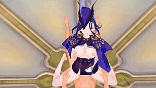 clorinde rides cock cowgirl after blowjob in 3d hentai