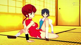 Ranma and Akane enjoyed passionate sex right in the dojo