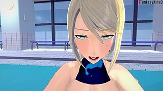 Samus Aran banging behind pool in Metroid fantasy ep3