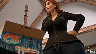 A sexy MILF with a big ass gets fucked by many guys for Christmas