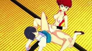 Ranma and Akane enjoyed passionate sex right in the dojo