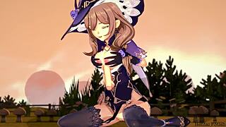 genshin impact lisa gives blowjob and titjob with cumshot in 3d asian japanese hentai