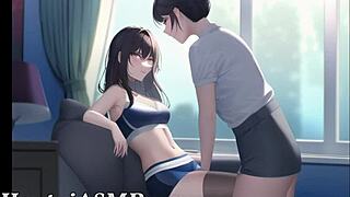 Сексуальная жопа хентая исследуется в сценах мастурбации в костюме колледжа