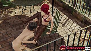 Hot redhead teen 18+ gets pussy licked to orgasm in pantyhose with big pink vibrator inside