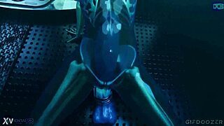 Slime covers Tifa Lockhart during wild dildo play in fantasy.