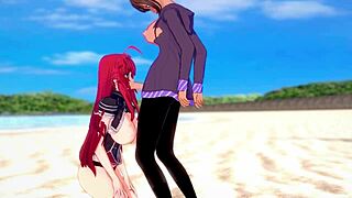Rias Gremory in hot futanari beach Abrams action