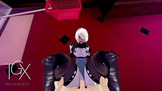 Check out this curvy 2b android girl taking deepthroat and sex in every position from anime game