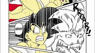DBZ wedding night comic with bride and husband in steamy manga action. Dragon Ball newlyweds explore passion on their special night.