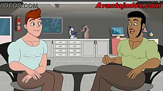 The cartoonish guy offers his ass to the negao, in a naughty way