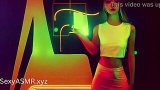 In cyber punk world, hot sluts in cosplay relax with sucking ASMR.