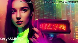 In cyber punk world, hot sluts in cosplay relax with sucking ASMR.