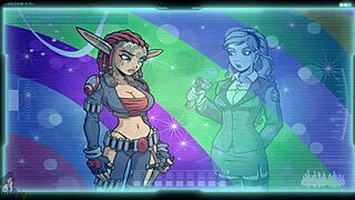 Redhead gives handjob to alien villain Daxter in anime