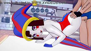 pomni craves sex in bikini at hotel. Uncensored hentai with shaved pussy doggystyle