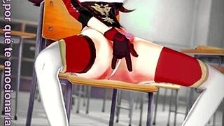 Watch me as Amber masturbates her big tits and ass in Genshin Impact anime