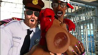 Yo, check this perverted cop banging a busty ebony in prison!