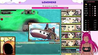 Vtuber Lewdneko moans through big tits oppai action in Evenicle part 21