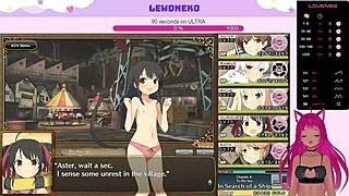 Vtuber Lewdneko moans through big tits oppai action in Evenicle part 21