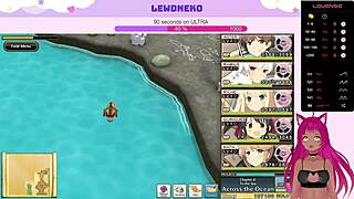 Vtuber Lewdneko moans through big tits oppai action in Evenicle part 21