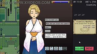 Bombasse courbée aux gros seins se fait fesser fort par le gardien impérial.