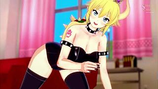 bowsette guides your hand in a naughty roleplay session. her princess charm drives you wild.