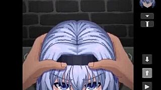 Ginko Sora dives into deepthroat blowjob gameplay in hentai. She takes facial cum all over in intense game scenes.