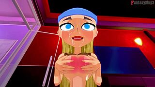 Lindsay se oddává ostrovnímu sexu s velkými prsy a oppai akcí v Total Drama fantasy manga 3D cartoon hentai anime