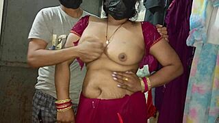 Subtle Heat in Pinky Bhabhi's Sari Bedroom Encounter
