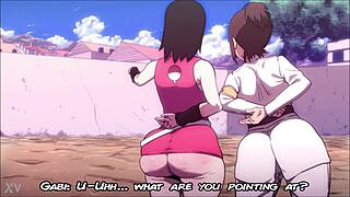 サラダとガビのスペイン語吹き替えD-Artで巨乳レズアクションとモンスターディックがナルトヘンタイ