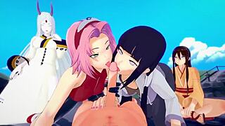 naruto hentai unfolds with a wild 3d fuckparty among friends