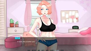 Tiny penis guy struggles with hot big-titty girlfriend in steamy hentai game