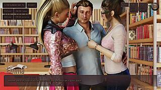 Hot College Girls Seduce For Outdoor Threesome In Public Library Temptation Scene.