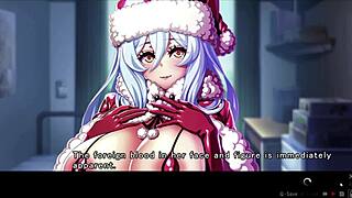 big tit girl takes blowjob and creampie fucking on christmas in hentai style