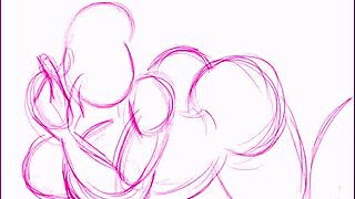 Freaky Ebony BBW With Big Ass Gives Blowjob In Anime Art