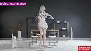 Anime dance girl performs in fantasy costume