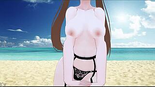 Whoa, check out those big tits bouncing wildly in anime striptease dance!