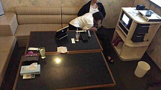 Amateur couple gets horny in karaoke and fucks