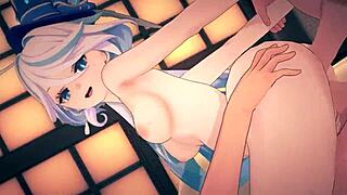 I feel so overwhelmed as Furina's big tits and ass take intense anal fucking, squirting everywhere in hot Genshin Impact game sex.