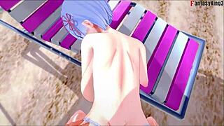 Rem Doggystyle Action on Beach in Re Zero 3