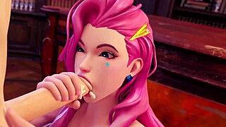 Seraphine SUCKS in all 3D cartoon anime legend BLOWJOB sets! What a wild ride!