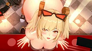 Varesa yang horny dapat blowjob sensual dan bukkake di penthouse