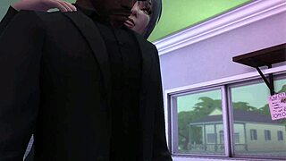 Heather dominates Marcus with goth femdom handjob on big black monster cock in 3D SFM hardcore.