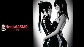 Detailed Hentai ASMR of Lesbian Lovers Kissing and Sucking with Licking Action