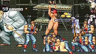 Хентай Муген контрасты Май Шираньюи в диком групповом сексе с кремпаем и доггистайлом