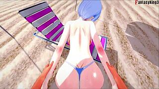 Rem fucking hard on the beach in Re Zero 4 by FantasyKing3