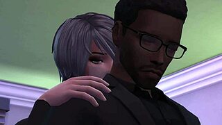 Heather dominates Marcus with goth femdom handjob on big black monster cock in 3D SFM hardcore.