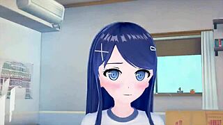 Whoa, this tight blue-haired anime girl is fucking a huge cock in missionary and doggystyle until facial! 😈🍆
