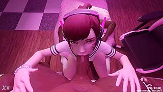 D.Va caught in a steamy Overwatch threesome scene
