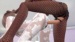 Four lesbian girls in lingerie have strapon doggystyle and blowjob orgasm party