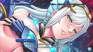 Teasing the heroine's big tits in scene 23