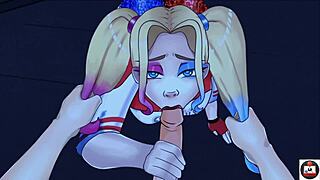 Harley Quinn Gives Sneaky Blowjob And Titty Fuck To Monster Cock In Dc Comics Quickie With Big Ass Action